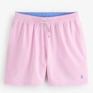 Polo Ralph Lauren Mens 3XLT Pastel Pink Swim Trunks Board Shorts Blue Pony NWT